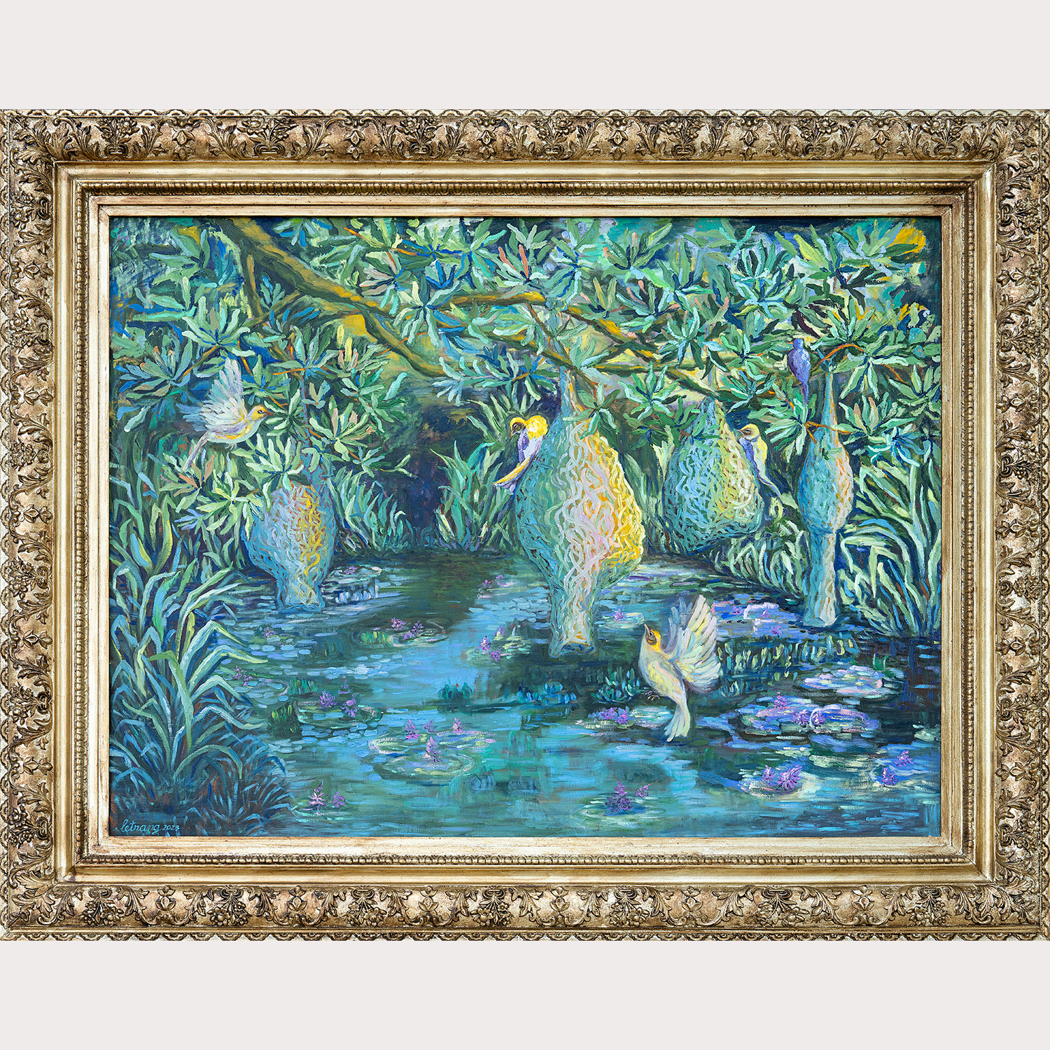 Home on the Pond
2023
100 x 130 cm
Oil on canvas
Private Collection Home on the Pond
2023
100 x 130 cm
Oil on canvas
Private Collection