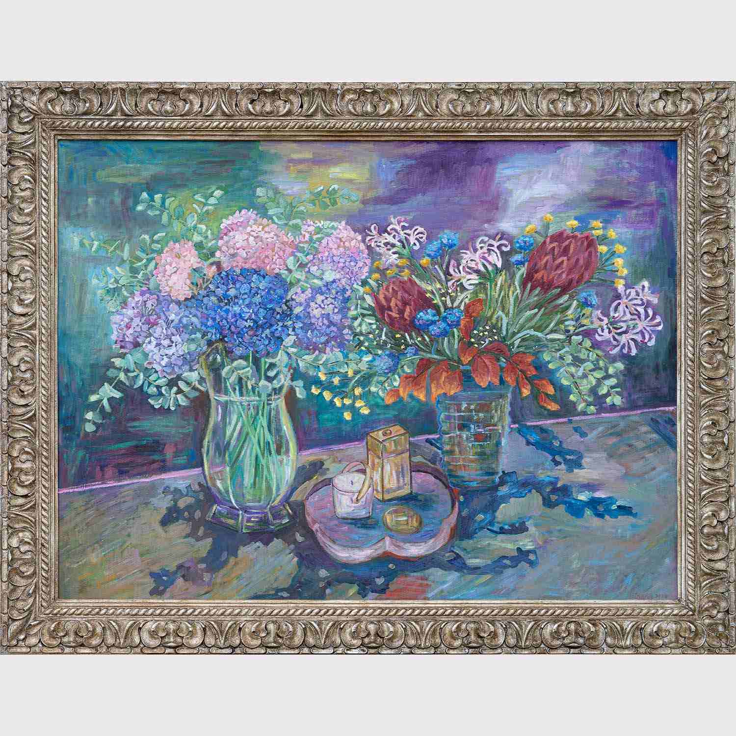 Two Vases of Flowers
2023
100 x 130 cm
Oil on canvas Two Vases of Flowers
2023
100 x 130 cm
Oil on canvas
